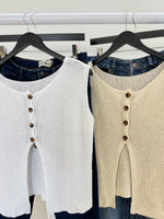 Cotton Knit Button Back Top