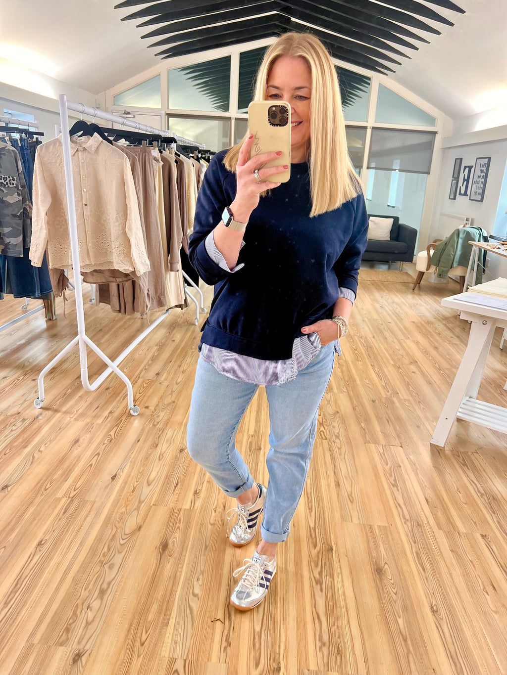 Striped Trim Sweatshirt