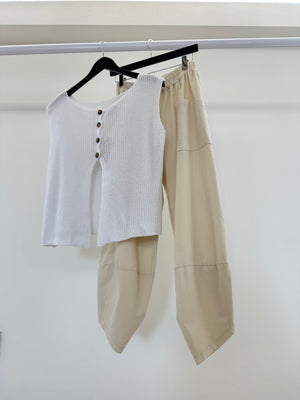 Cotton Knit Button Back Top