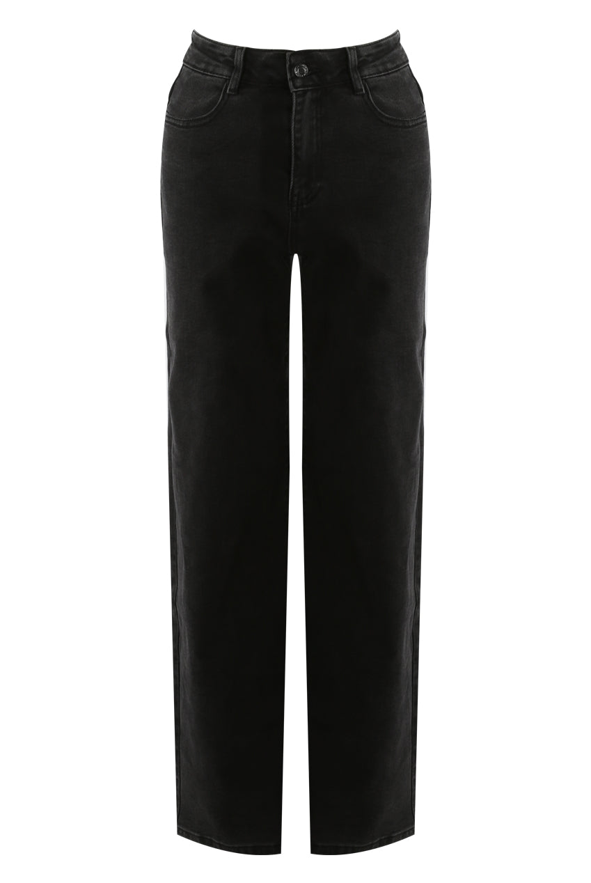 Washed Black Wide Leg Denim Jeans