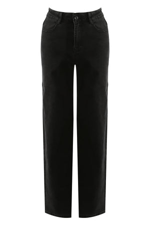 Washed Black Wide Leg Denim Jeans