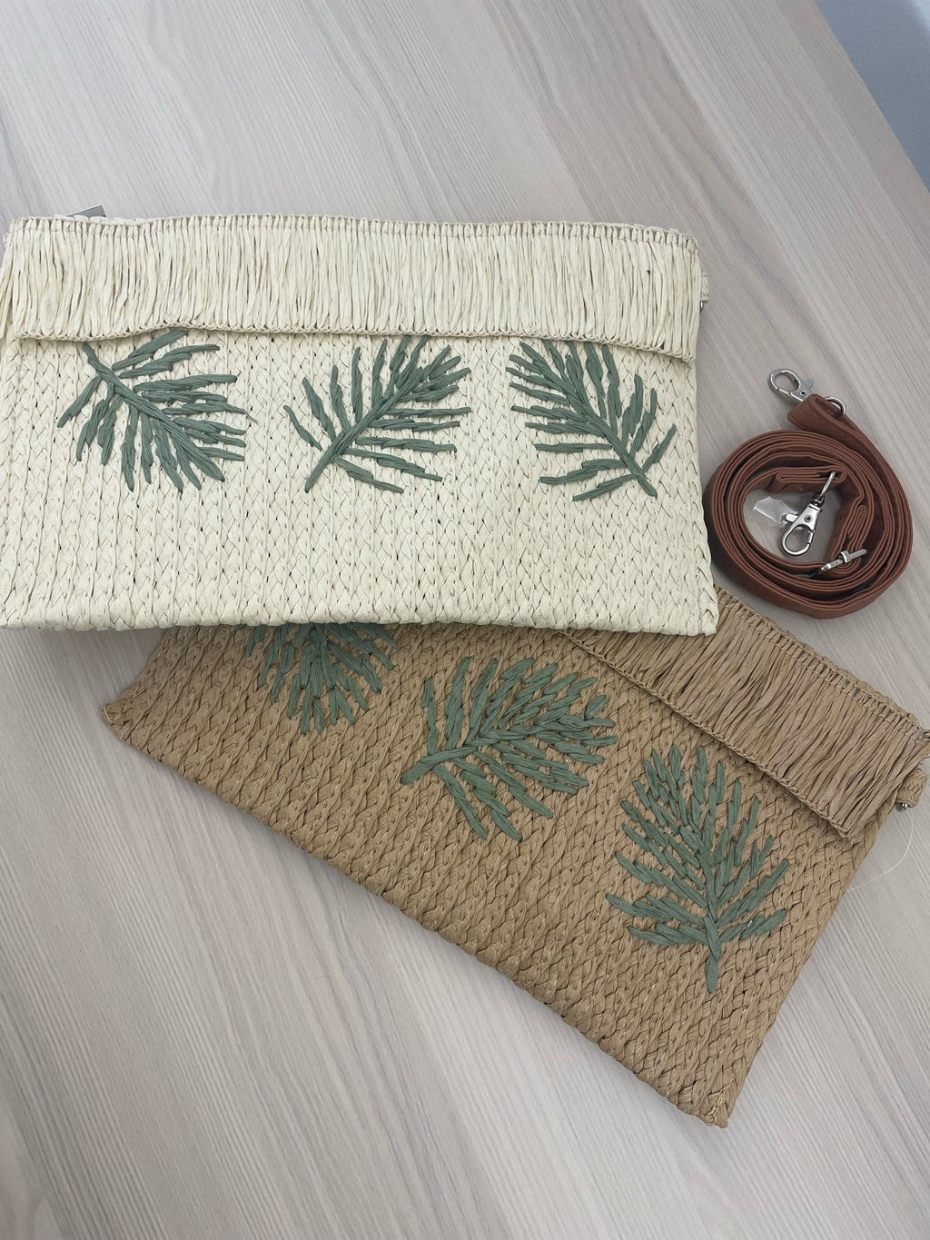 Woven Palm Raffia Clutch Bag